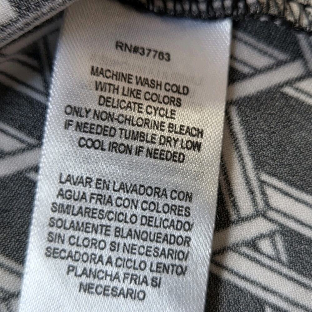 Laundry Shelli Segal Shirt Dress Button Front Silky Black White Geometric Sz 10 - Picture 9 of 13